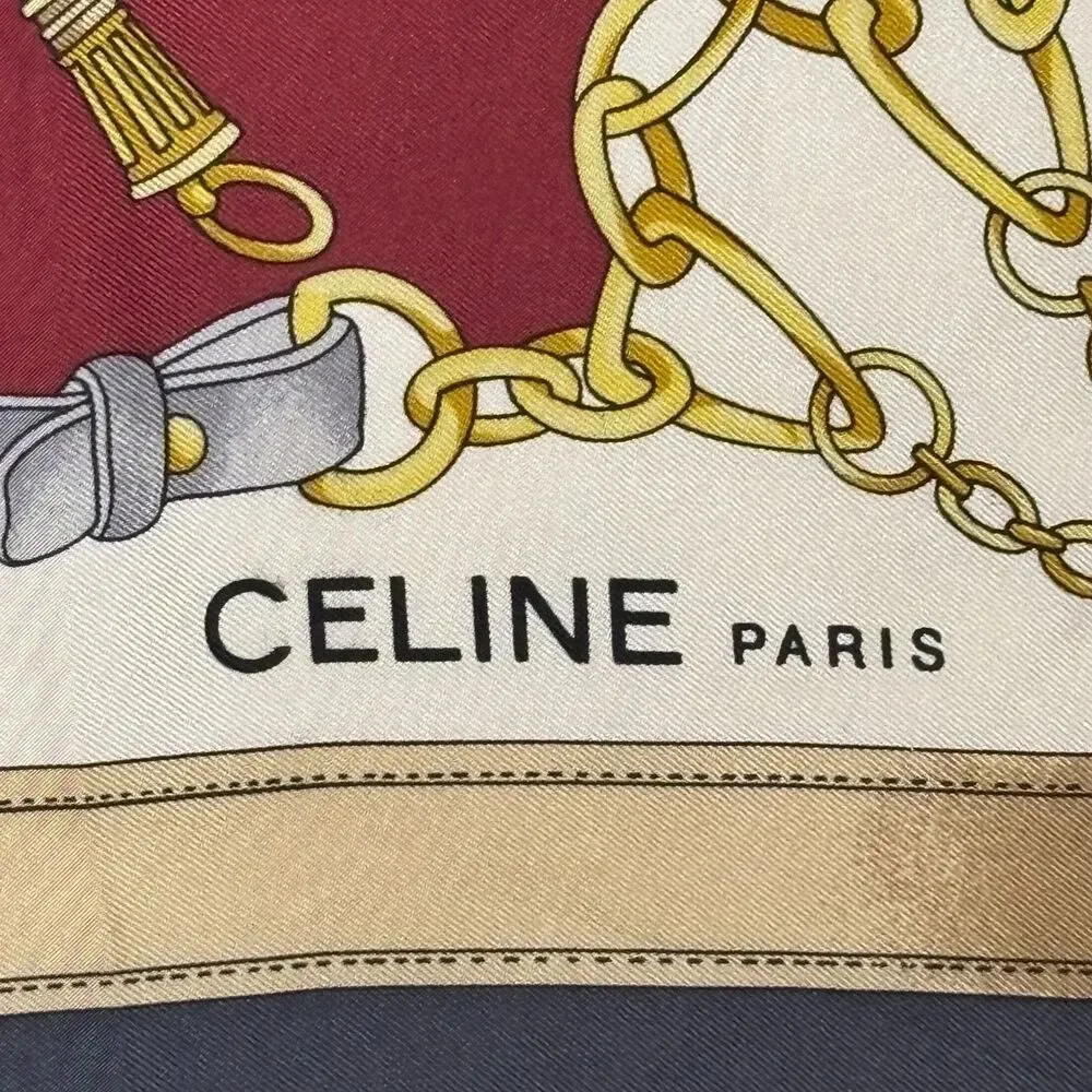 Vintage CELINE Silk Equestrian Square Scarf 33